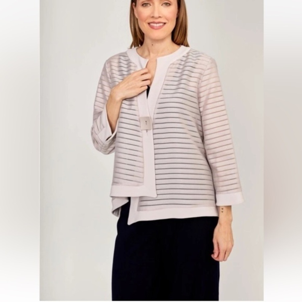 IC by Connie K Jacket Single Big Button Textured M Striped